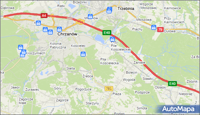 mapa Piła Kościelecka, Piła Kościelecka na mapie Targeo