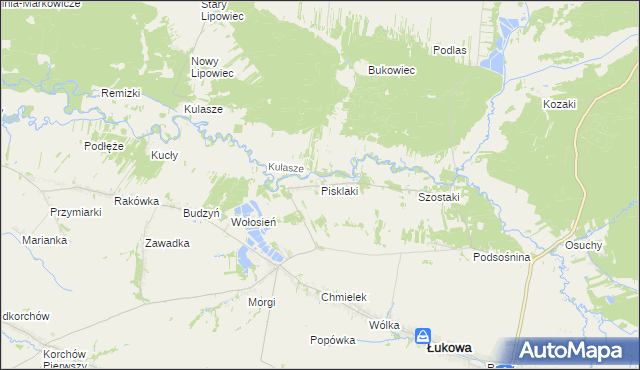 mapa Pisklaki, Pisklaki na mapie Targeo