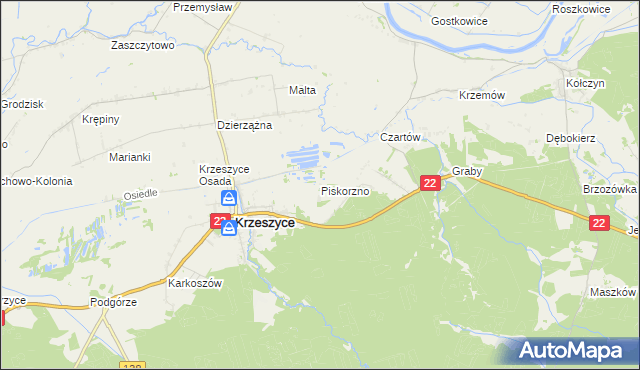 mapa Piskorzno, Piskorzno na mapie Targeo