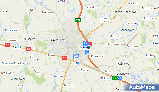 mapa Płońsk, Płońsk na mapie Targeo