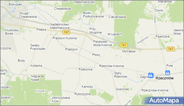 mapa Płósy, Płósy na mapie Targeo