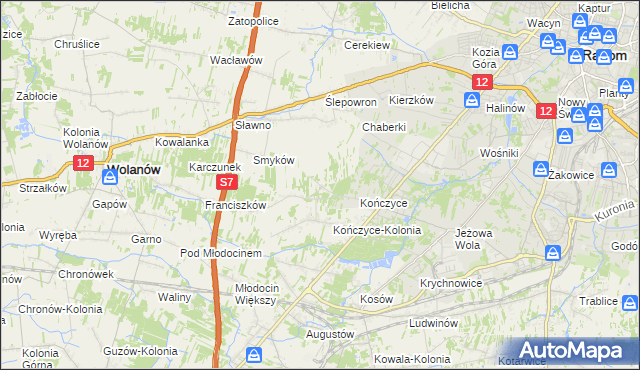 mapa Podkończyce, Podkończyce na mapie Targeo