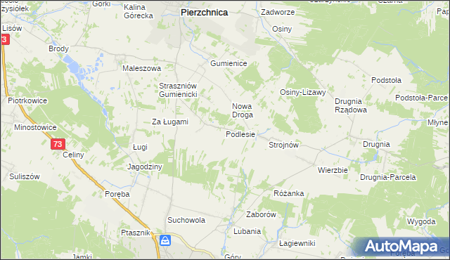 mapa Podlesie gmina Pierzchnica, Podlesie gmina Pierzchnica na mapie Targeo