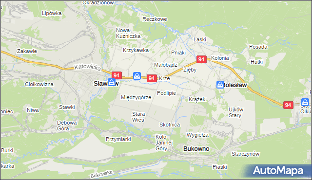 mapa Podlipie gmina Bolesław, Podlipie gmina Bolesław na mapie Targeo