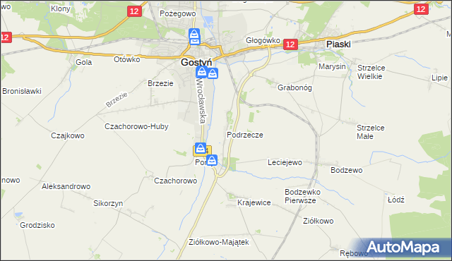 mapa Podrzecze gmina Piaski, Podrzecze gmina Piaski na mapie Targeo