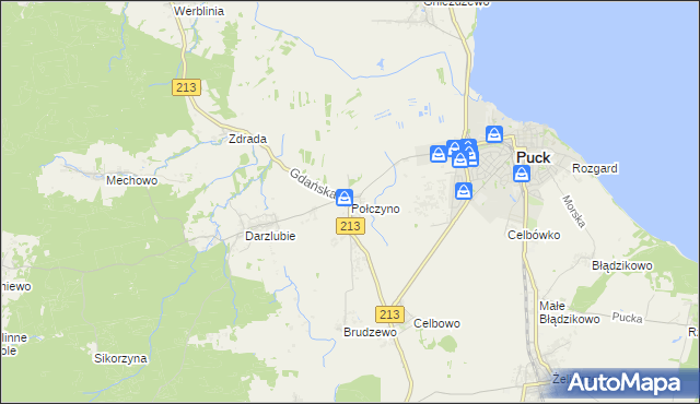 mapa Połczyno gmina Puck, Połczyno gmina Puck na mapie Targeo