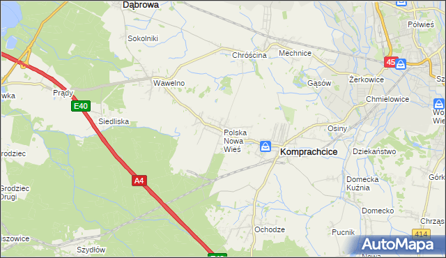 mapa Polska Nowa Wieś, Polska Nowa Wieś na mapie Targeo