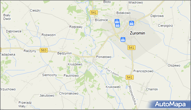 mapa Poniatowo gmina Żuromin, Poniatowo gmina Żuromin na mapie Targeo