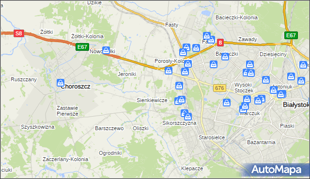 mapa Porosły, Porosły na mapie Targeo