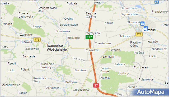 mapa Poskwitów, Poskwitów na mapie Targeo