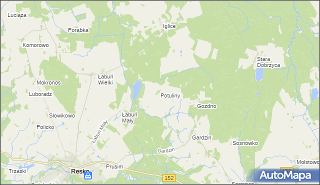 mapa Potuliny, Potuliny na mapie Targeo
