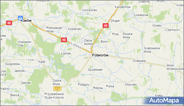 mapa Potworów powiat przysuski, Potworów powiat przysuski na mapie Targeo