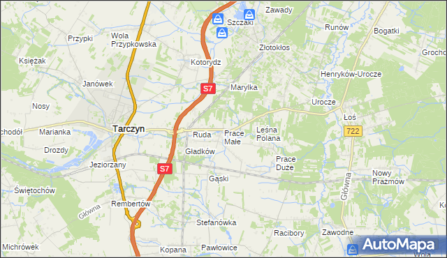 mapa Prace Małe, Prace Małe na mapie Targeo