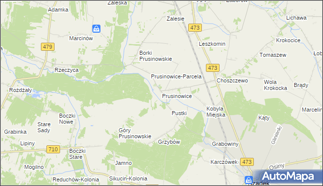 mapa Prusinowice gmina Szadek, Prusinowice gmina Szadek na mapie Targeo