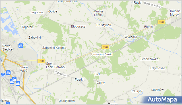 mapa Pruszyn-Pieńki, Pruszyn-Pieńki na mapie Targeo