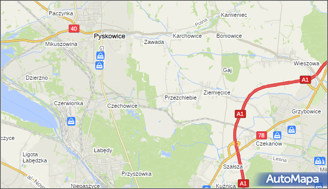 mapa Przezchlebie, Przezchlebie na mapie Targeo