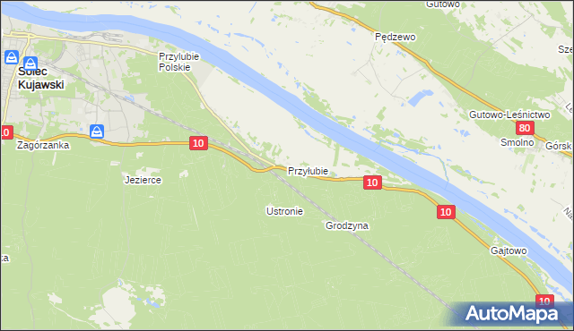 mapa Przyłubie gmina Solec Kujawski, Przyłubie gmina Solec Kujawski na mapie Targeo