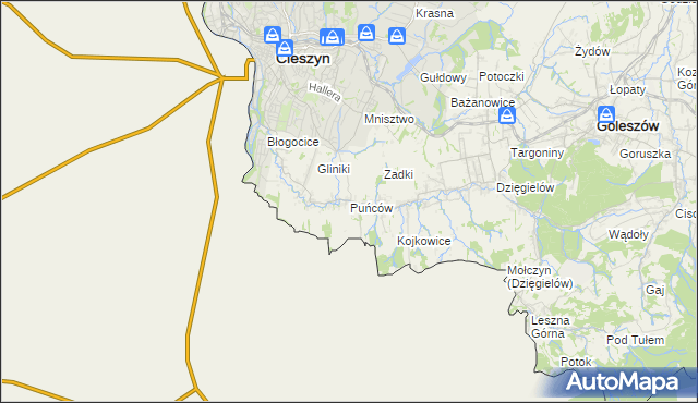 mapa Puńców, Puńców na mapie Targeo