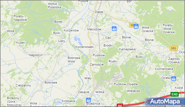 mapa Pustków gmina Dębica, Pustków gmina Dębica na mapie Targeo