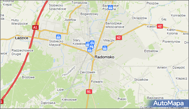 mapa Radomsko, Radomsko na mapie Targeo