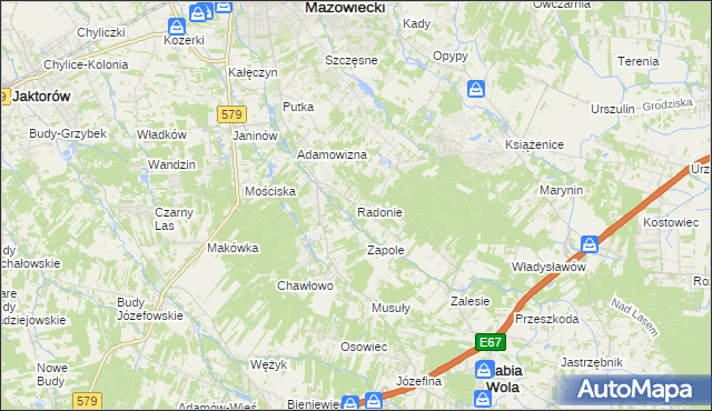mapa Radonie, Radonie na mapie Targeo