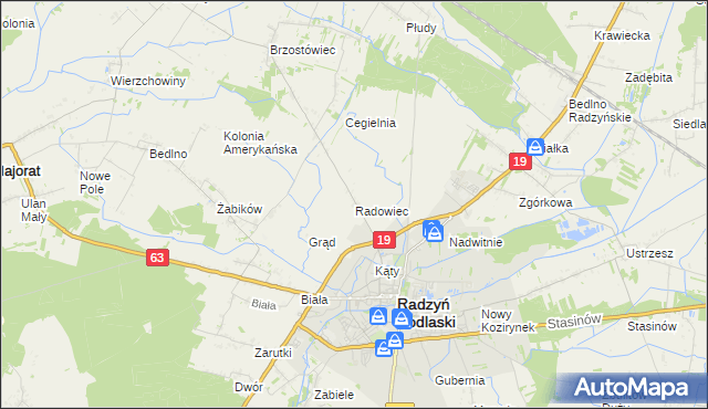 mapa Radowiec, Radowiec na mapie Targeo