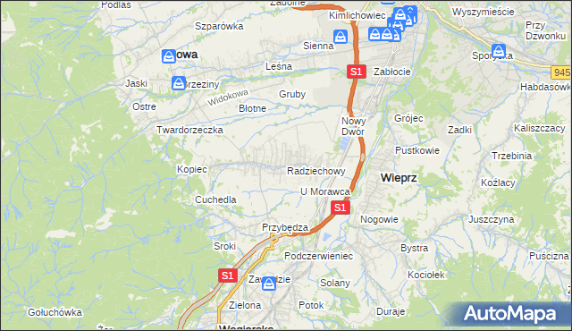 mapa Radziechowy, Radziechowy na mapie Targeo