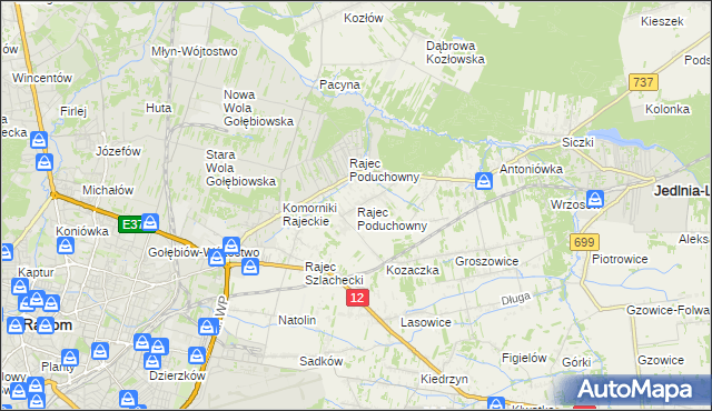 mapa Rajec Poduchowny, Rajec Poduchowny na mapie Targeo