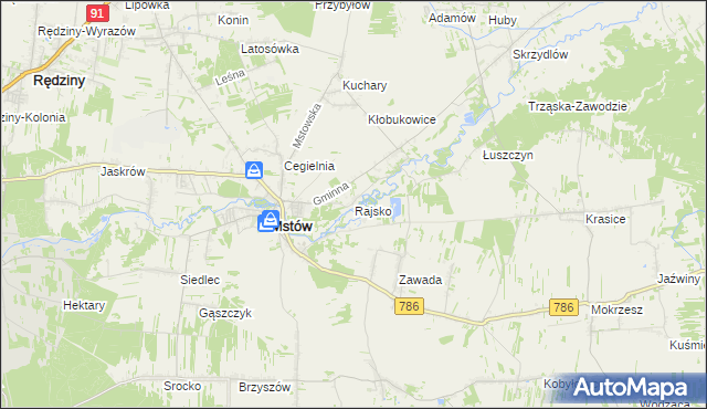 mapa Rajsko gmina Mstów, Rajsko gmina Mstów na mapie Targeo