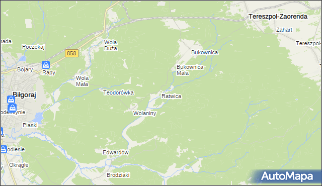 mapa Ratwica, Ratwica na mapie Targeo