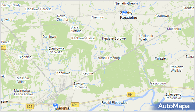mapa Rostki-Daćbogi, Rostki-Daćbogi na mapie Targeo