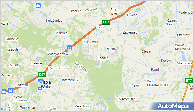 mapa Rozalin gmina Nadarzyn, Rozalin gmina Nadarzyn na mapie Targeo