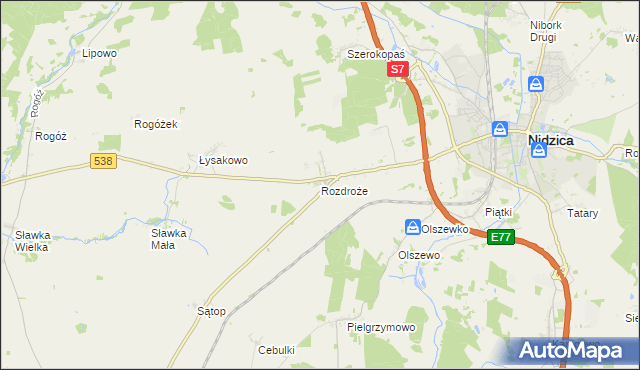 mapa Rozdroże, Rozdroże na mapie Targeo