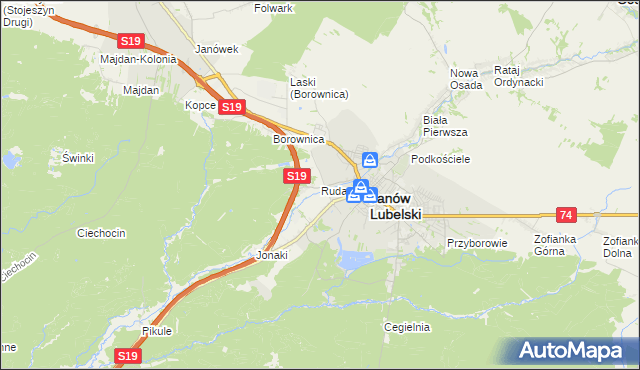 mapa Ruda gmina Janów Lubelski, Ruda gmina Janów Lubelski na mapie Targeo