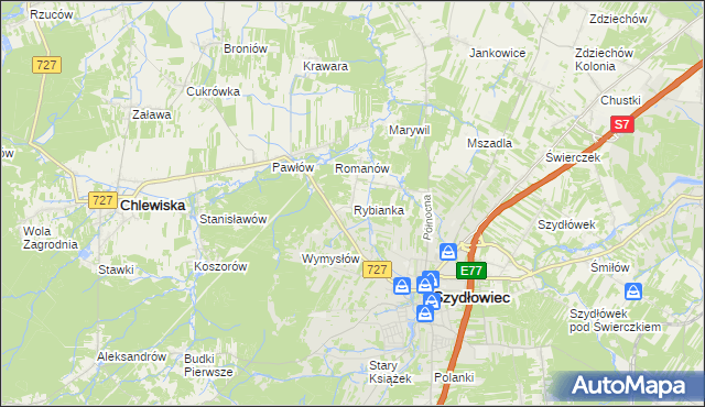 mapa Rybianka, Rybianka na mapie Targeo