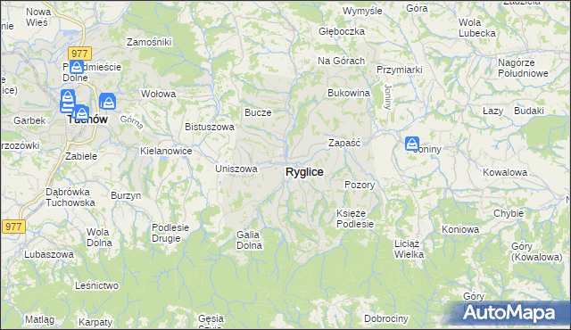 mapa Ryglice, Ryglice na mapie Targeo