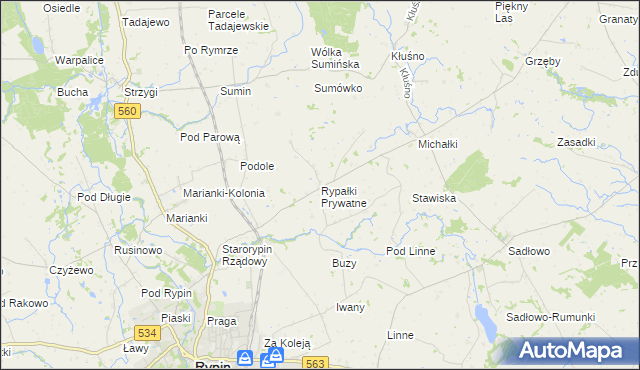 mapa Rypałki Prywatne, Rypałki Prywatne na mapie Targeo