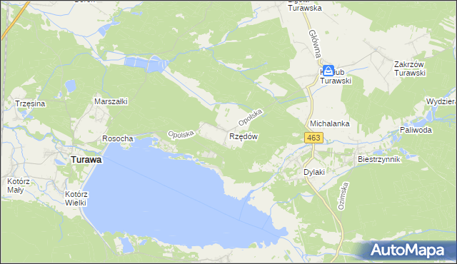 mapa Rzędów gmina Turawa, Rzędów gmina Turawa na mapie Targeo