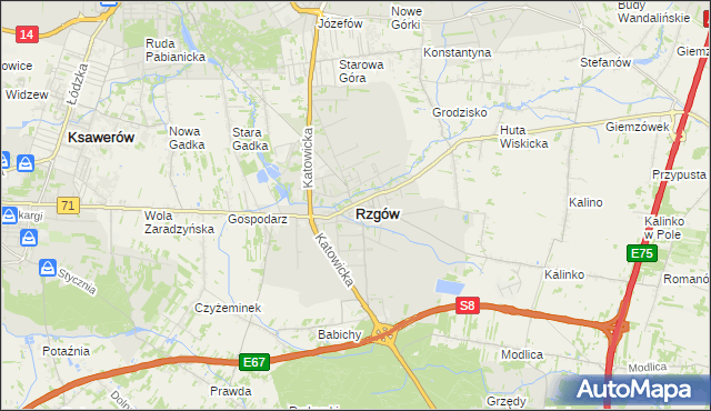 mapa Rzgów powiat łódzki wschodni, Rzgów powiat łódzki wschodni na mapie Targeo