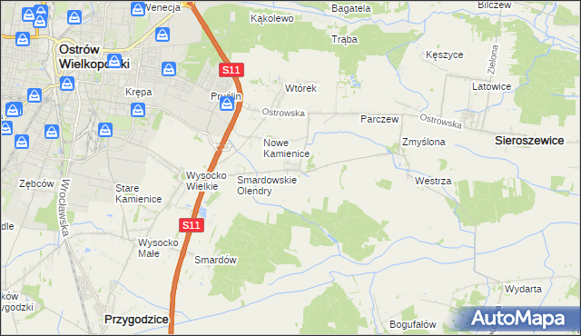 mapa Sadowie gmina Ostrów Wielkopolski, Sadowie gmina Ostrów Wielkopolski na mapie Targeo