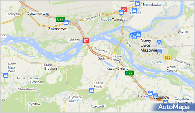 mapa Sady gmina Czosnów, Sady gmina Czosnów na mapie Targeo