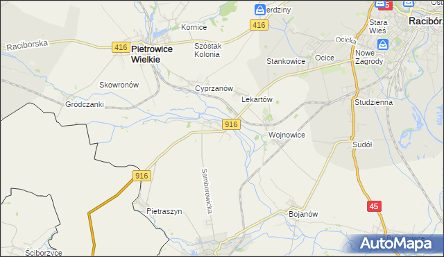 mapa Samborowice gmina Pietrowice Wielkie, Samborowice gmina Pietrowice Wielkie na mapie Targeo