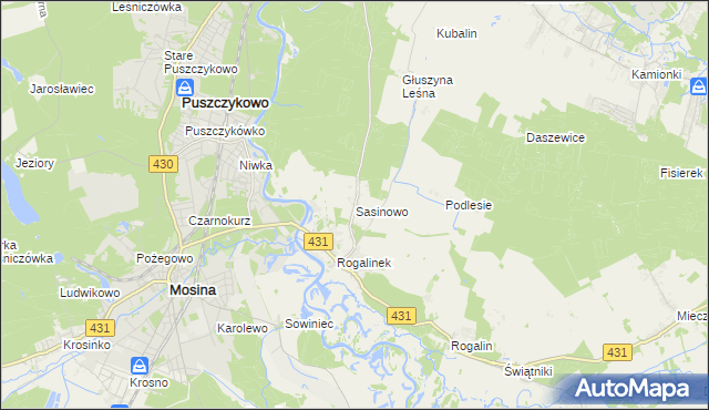 mapa Sasinowo, Sasinowo na mapie Targeo
