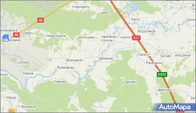 mapa Sędowice gmina Ryki, Sędowice gmina Ryki na mapie Targeo