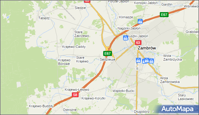 mapa Sędziwuje, Sędziwuje na mapie Targeo