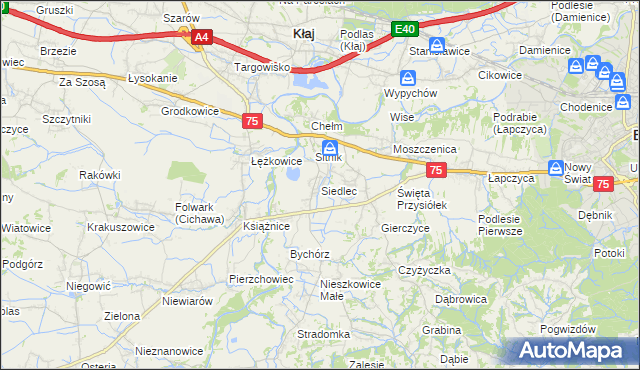 mapa Siedlec gmina Bochnia, Siedlec gmina Bochnia na mapie Targeo