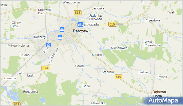 mapa Siedliki, Siedliki na mapie Targeo