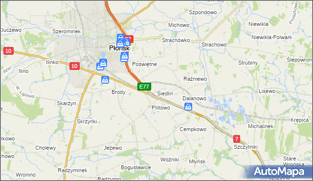 mapa Siedlin, Siedlin na mapie Targeo