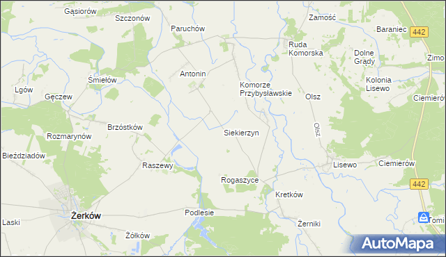 mapa Siekierzyn gmina Żerków, Siekierzyn gmina Żerków na mapie Targeo
