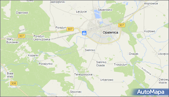 mapa Sielinko, Sielinko na mapie Targeo